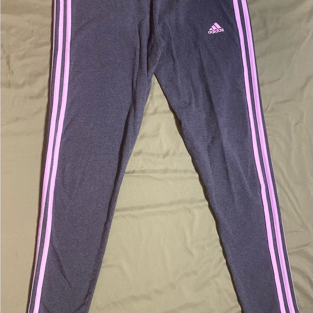 Adidas Women's Gray and Pink Leggings